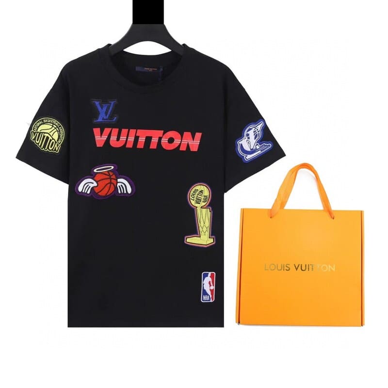 LV x Basket T-shirt Crossover Round Neck Printing