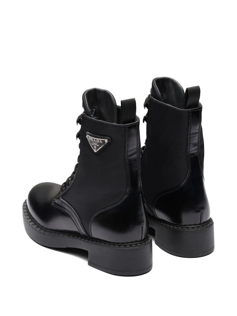 STIVALETTO IN PELLE SPAZZOLATA E RE-NYLON