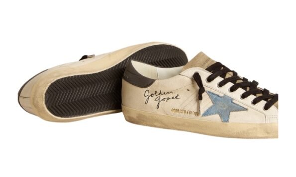 Sup-Star stella in denim e talloncino in pelle grigia