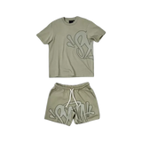 SYN WRLD T-SHIRT CON LOGO – SET CORTO – SAGE/KHAKI