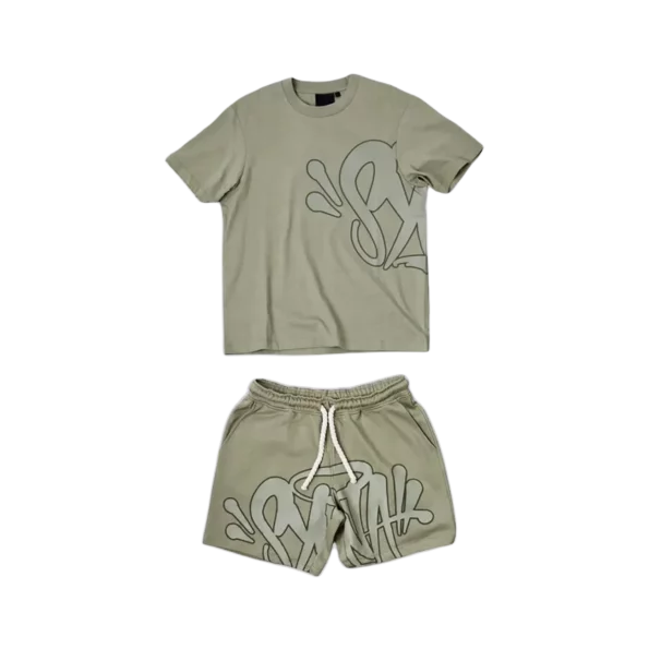 SYN WRLD T-SHIRT CON LOGO – SET CORTO – SAGE/KHAKI