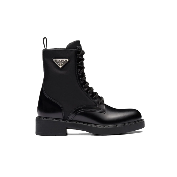 STIVALETTO IN PELLE SPAZZOLATA E RE-NYLON