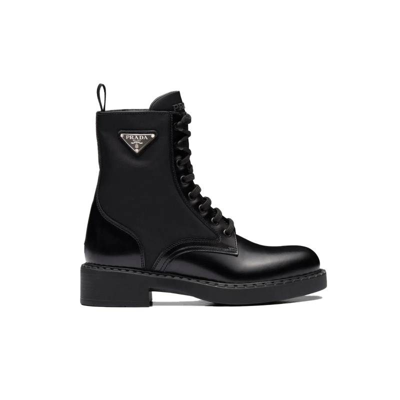 STIVALETTO IN PELLE SPAZZOLATA E RE-NYLON