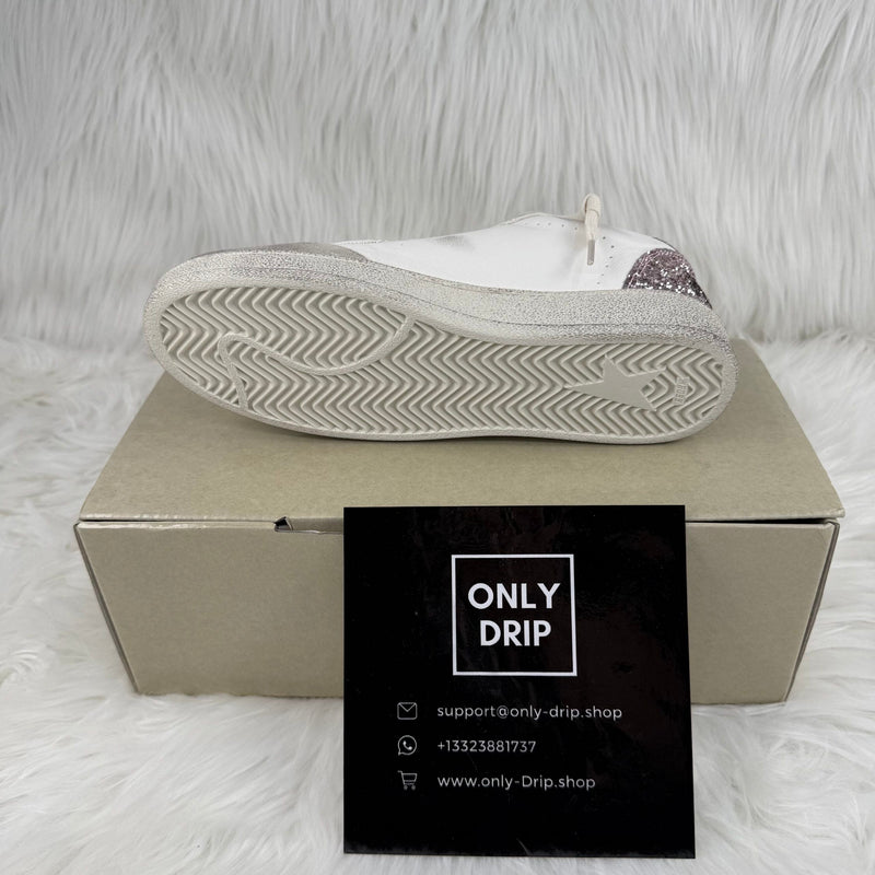 Ball Star con stella in glitter argento e talloncino in glitter rosa