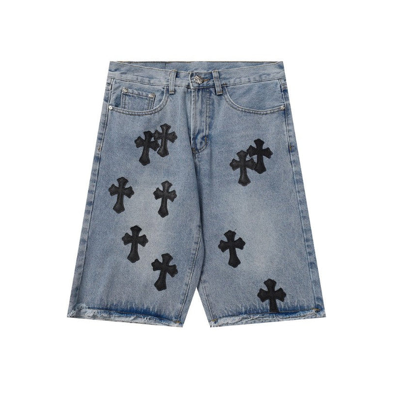 CHRM HRTS Shorts Black Cross Denim