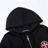 CHRM HRTS Hoodie Black Red Embroidered CH081