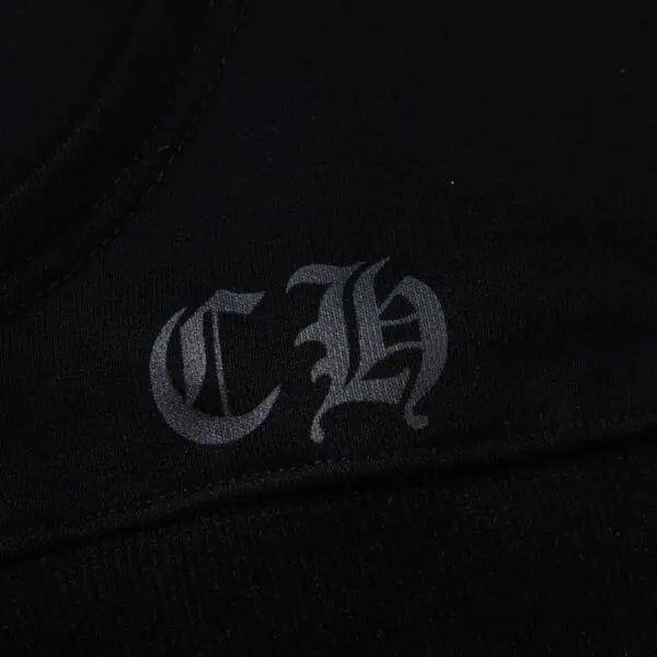 CHRM HRTS Hoodie Black Red Embroidered CH081