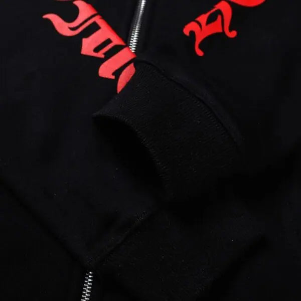 CHRM HRTS Hoodie Black Red Embroidered CH081