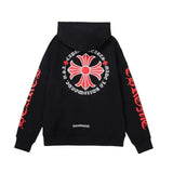 CHRM HRTS Hoodie Black Red Embroidered CH081