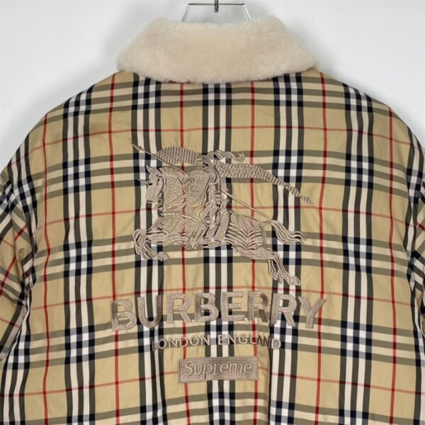 BRBRY X SPRM Jacket Plaid Shearling Collar
