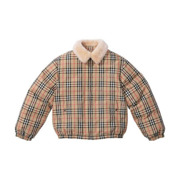 BRBRY X SPRM Jacket Plaid Shearling Collar