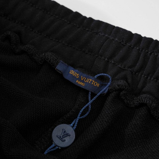 LV Shorts Black Script Embroidery