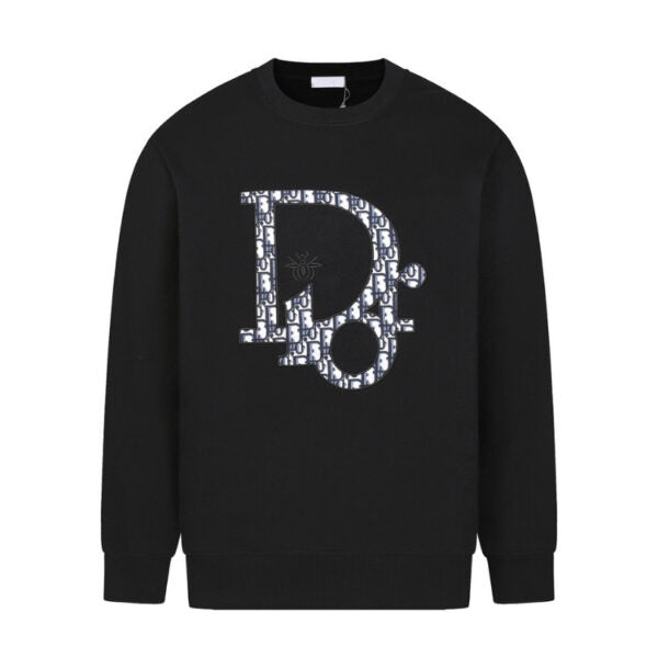 CD Sweatshirt Black Oversized Logo Crewneck DO054