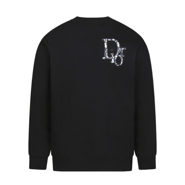 CD Sweatshirt Black Oversized Logo Crewneck DO054