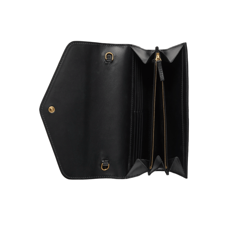 PORTAFOGLIO IN PELLE GG CON CATENA NERO