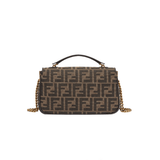 BORSA BAGUETTE CHAIN MIDI IN TESSUTO JACQUARD FF MARRONE