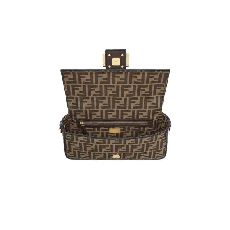 BORSA BAGUETTE IN TESSUTO JACQUARD FF MARRONE