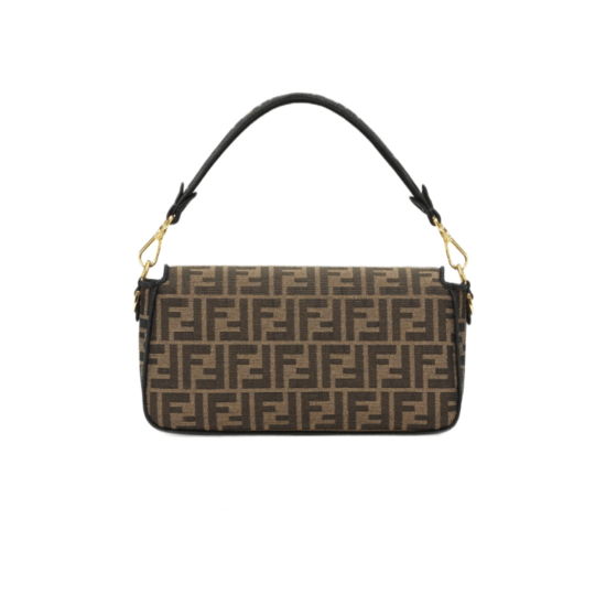 BORSA BAGUETTE IN TESSUTO JACQUARD FF MARRONE