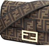BORSA BAGUETTE IN TESSUTO JACQUARD FF MARRONE