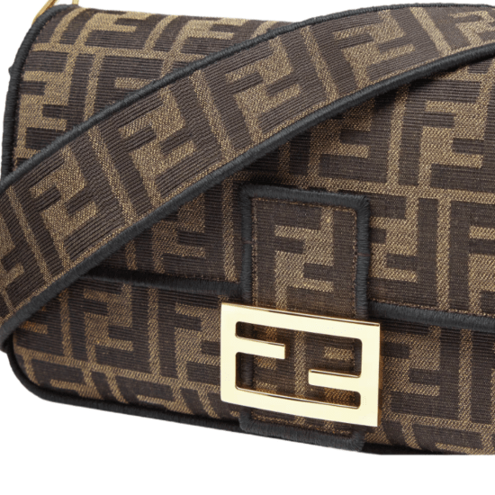 BORSA BAGUETTE IN TESSUTO JACQUARD FF MARRONE
