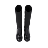 STIVALE ALTO IN PELLE SPAZZOLATA E NYLON NERO