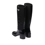 STIVALE ALTO IN PELLE SPAZZOLATA E NYLON NERO