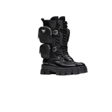 STIVALI ALTI MONOLITH IN PELLE NERA CON MARSUPIO