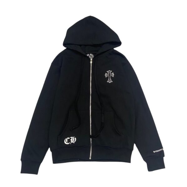 CHRM HRTS Hoodie Cross Zip Black CH064