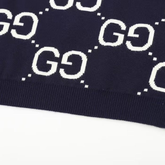 GG Sweater Monogram Knit Navy