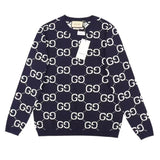 GG Sweater Monogram Knit Navy