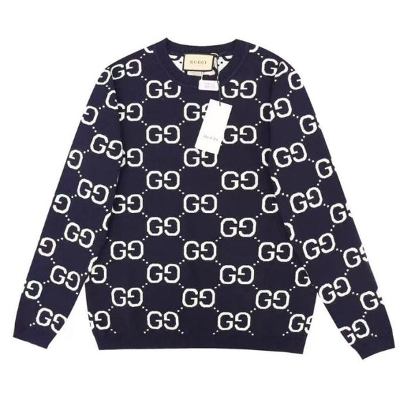 GG Sweater Monogram Knit Navy