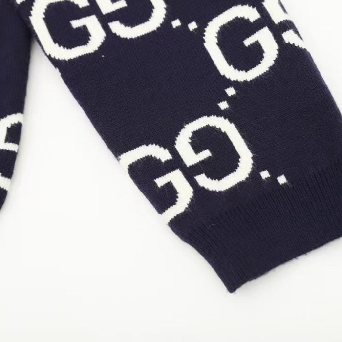 GG Sweater Monogram Knit Navy