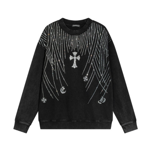 CHRM HRTS Sweatshirt Rhinestone Graphic CH048