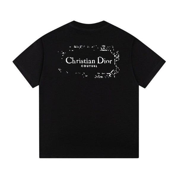 CD T-shirt Black Distressed Logo Couture