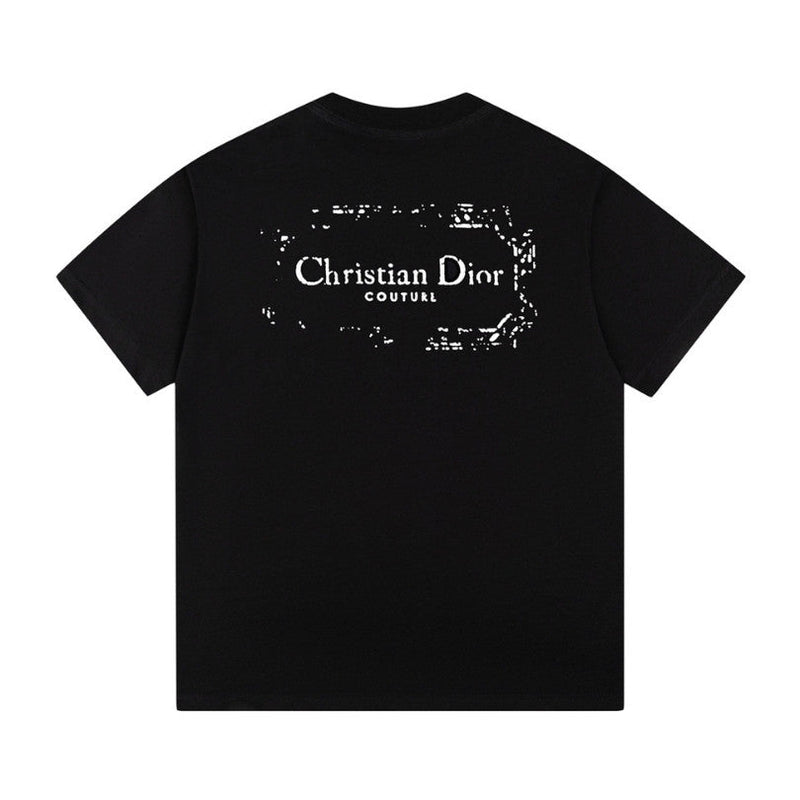 CD T-shirt Black Distressed Logo Couture