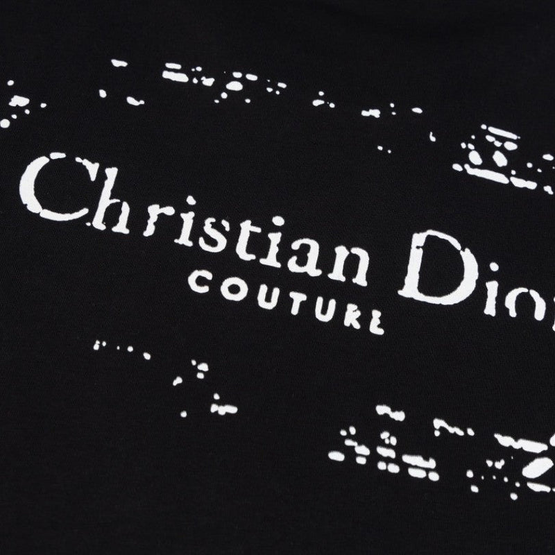 CD T-shirt Black Distressed Logo Couture